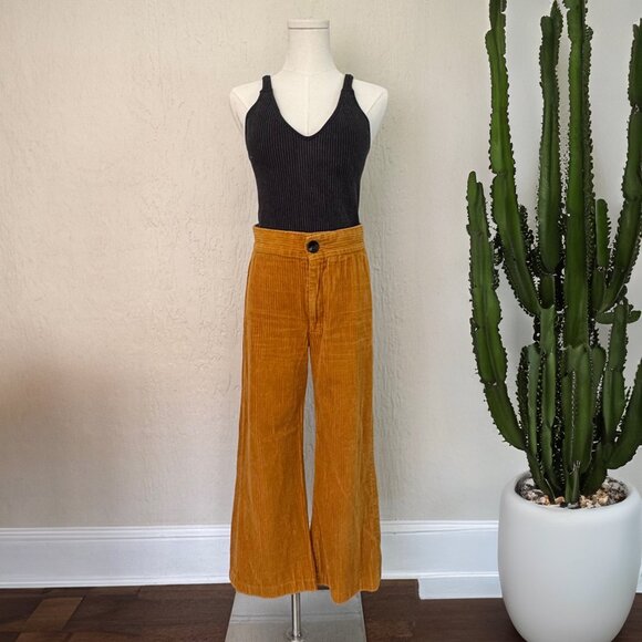 Perfect Fall Pants ZARA Golden Yellow Corduroy Crop (Super Soft!) - Picture 1 of 13